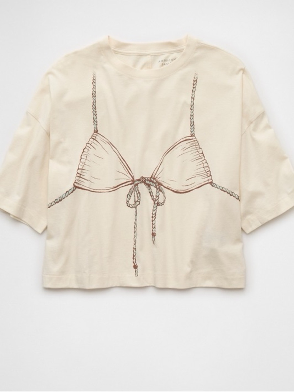 NWT AE Boxy Cropped Bikini Graphic T-shirt